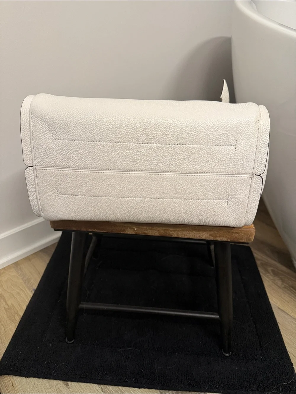 kate spade White Pebbled Leather Shoulder Bag with Tan Interior Trim